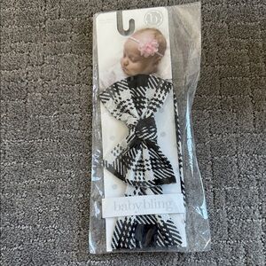 Baby Bling Monochrome Plaid Bow Headband